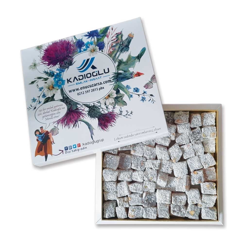 Orta Boy Karton Kutuda 500 gr Çifte Kavrulmuş Lokum