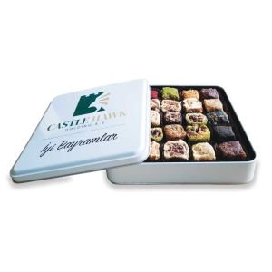 Firma Logolu Büyük Boy Metal Kutuda 25 adet Spesiyal Lokum