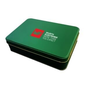 Koyu Yeşil Küçük Boy Dikdörtgen Metal Kutuda 12 adet Spesiyal Çikolata